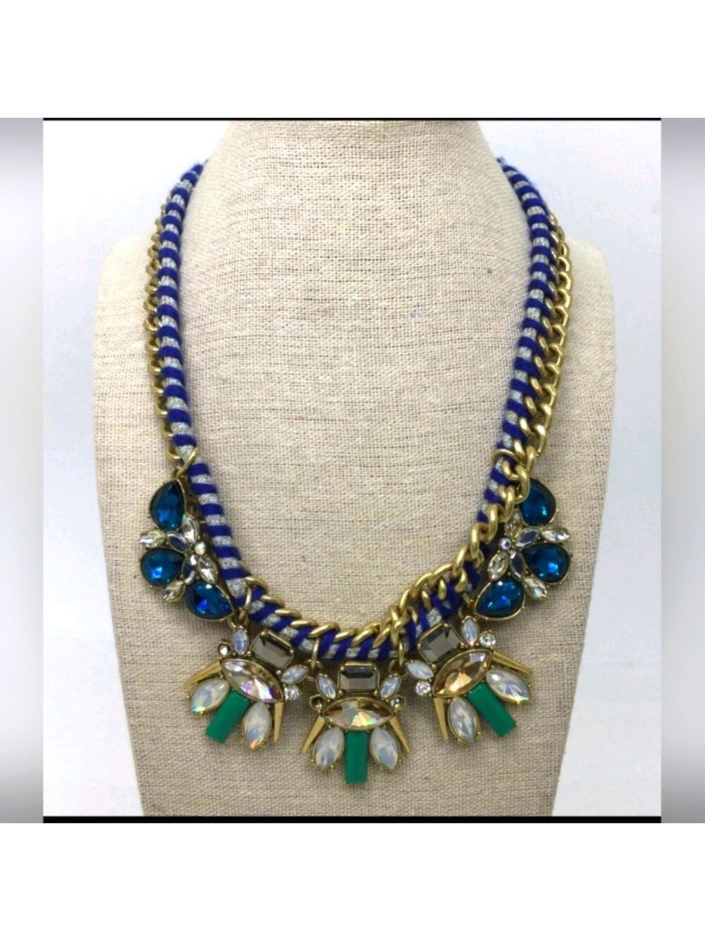 J. Crew Blue and Gold Necklace with Symmetrical Design